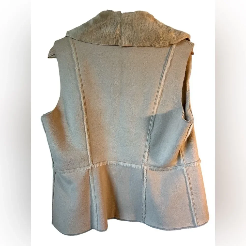 Dana Buchman Faux Shearling Vest Women's Sz 12 Petite Beige Closet Staple Layer